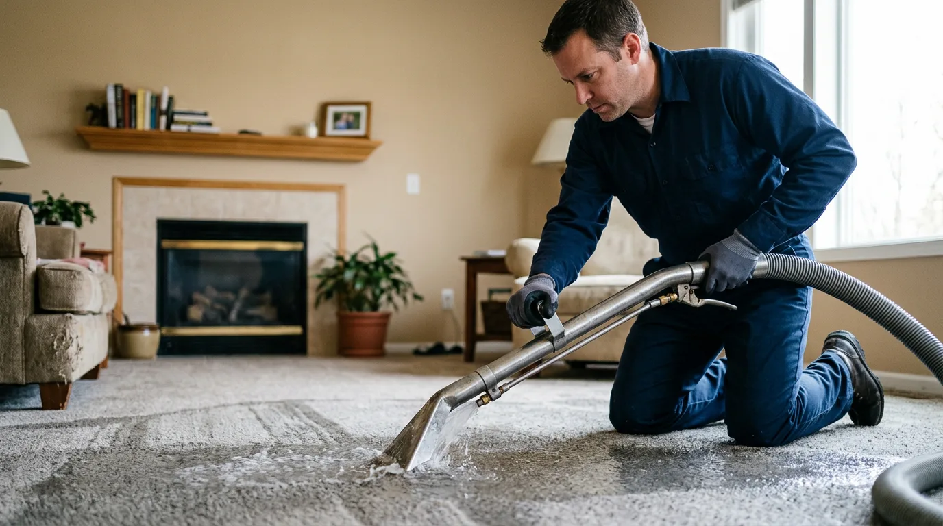 Water damage restoration technician working near Plymouth, MN